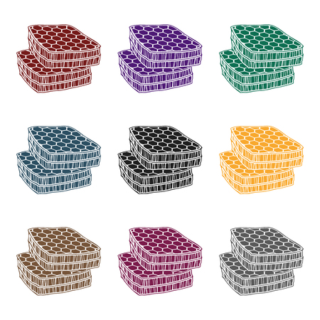 Set of different colors of honeycombs icon.のイラスト素材