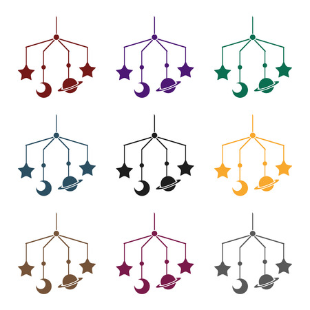 Set of different colors of baby toys icon.のイラスト素材