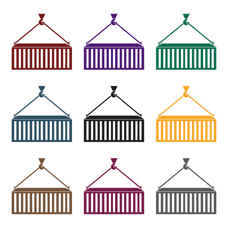 Container icon in black style isolated on white background. Logistic symbol vector illustration.のイラスト素材