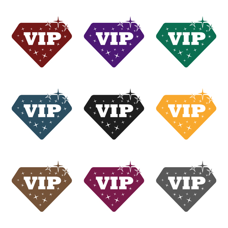 VIP icon in black style isolated on white background. Label symbol vector illustration.のイラスト素材