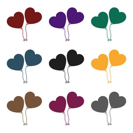 Baloons icon in black style isolated on white background. Romantic symbol vector illustration.のイラスト素材