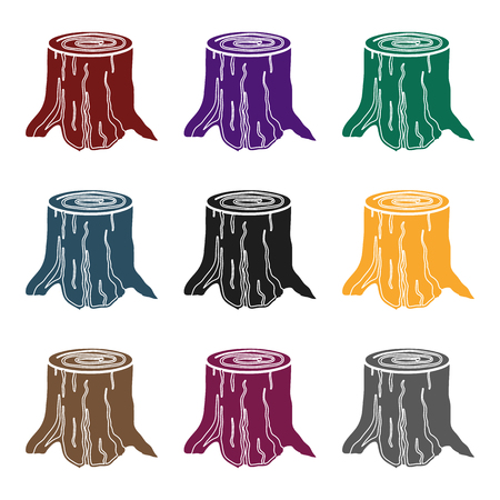 Tree stump icon in black style isolated on white background. Sawmill and timber symbol stock vector illustration.のイラスト素材