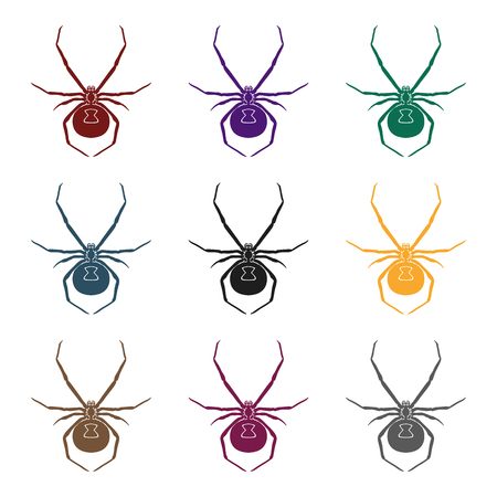 Black widow spider iconsのイラスト素材