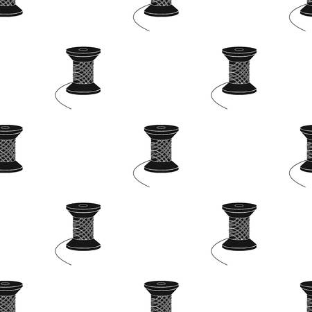The wooden coil of thread for sewing. Sewing and equipment single icon in black style vector symbol stock illustration web.のイラスト素材