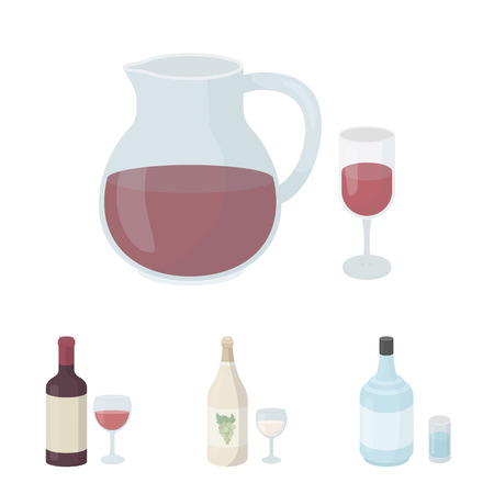 White wine, red wine, gin, sangria.Alcohol set collection icons in cartoon style vector symbol stock illustration web.のイラスト素材