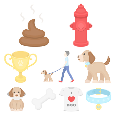 Dog equipment set icons in cartoon style. Big collection dog equipment vector symbol stock illustrationのイラスト素材