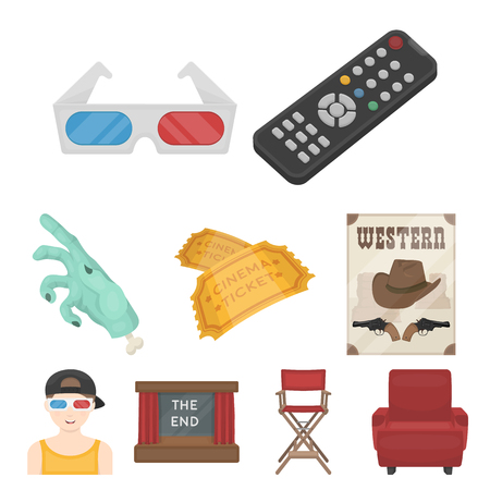 Films and cinema set icons in cartoon style. Big collection of films and cinema vector symbol stock illustrationのイラスト素材