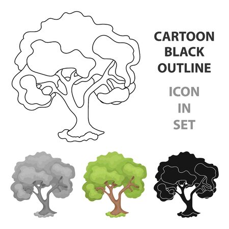 An old tree with a large green crown.Farm and gardening single icon in cartoon style vector symbol stock illustration.のイラスト素材