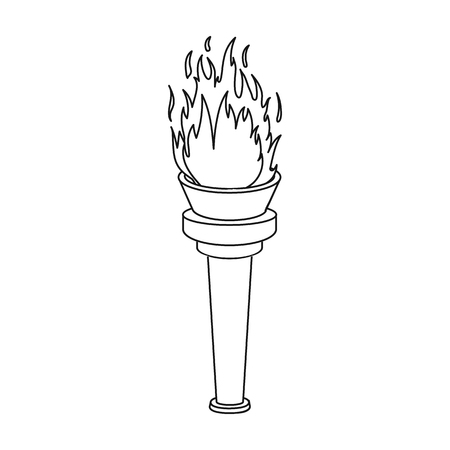 Street lamp in the form of a torch with an open fire.Lamppost single icon in outline style vector symbol stock illustration .のイラスト素材