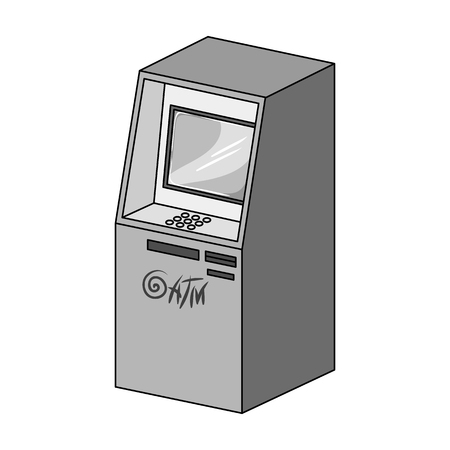 Terminal, ATM for receiving cash. Terminals single icon in monochrome style isometric vector symbol stock illustration .のイラスト素材