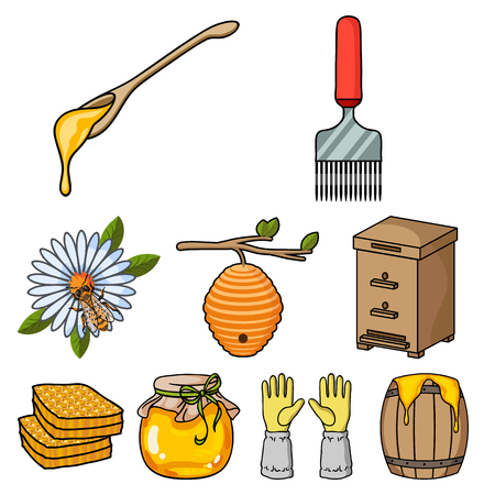 Apiary set icons in cartoon style. Big collection of apiary vector symbol stockのイラスト素材