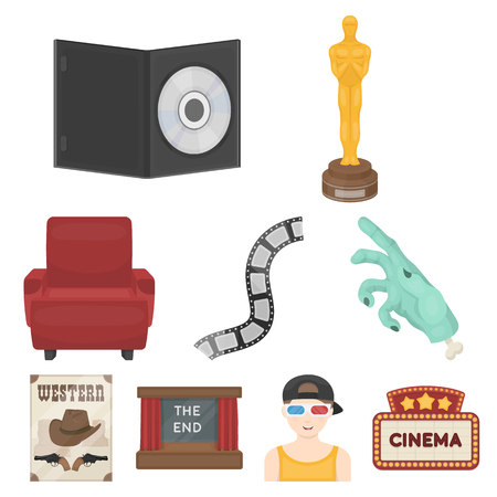 Films and cinema set icons in cartoon style. Big collection of films and cinema vector symbol stockのイラスト素材