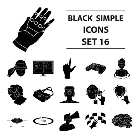 Virtual reality set icons in black design. Big collection of virtual reality vector symbol stock illustrationのイラスト素材