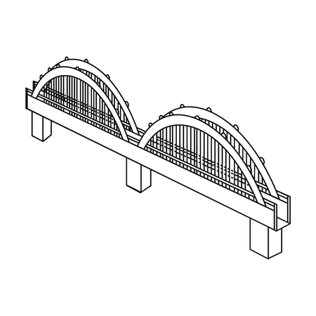 Arched bridge construction. Bridge single icon in outline style vector symbol stock illustration .のイラスト素材