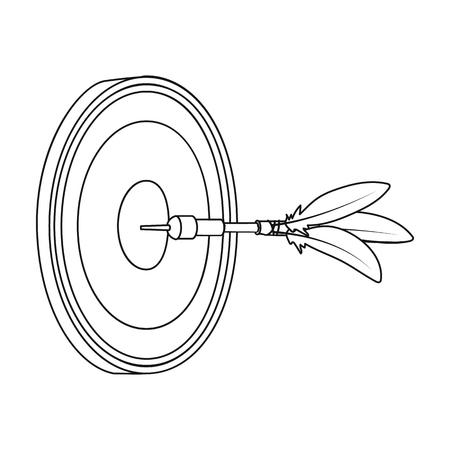 Dart and a target for darts. The game of darts single icon in outline style vector symbol stock illustration .のイラスト素材