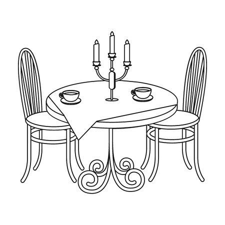 Served table in the restaurant. Furniture single icon in outline style Isometric vector symbol stock illustration .のイラスト素材