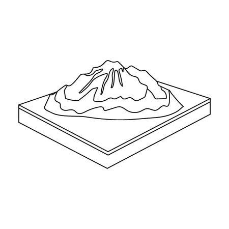 Mountains, rocks and landscape. Relief and mountains single icon in outline style isometric vector symbol stock illustration .のイラスト素材
