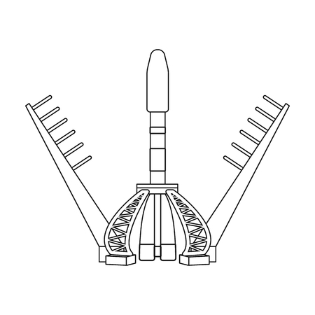 Launch of the spaceship. Space technology single icon in outline style vector symbol stock illustration .のイラスト素材