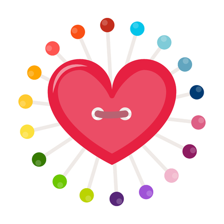 Pad with sewing pins. Sewing and equipment single icon in cartoon style vector symbol stock illustration web.のイラスト素材