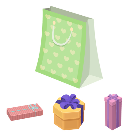 Gift box with bow, gift bag.Gifts and certificates set collection icons in cartoon style vector symbol stock illustration web.のイラスト素材