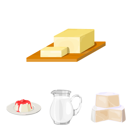 Milk, Calcium, Product, Food .Milk product and sweet set collection icons in cartoon style vector symbol stock illustration web.のイラスト素材