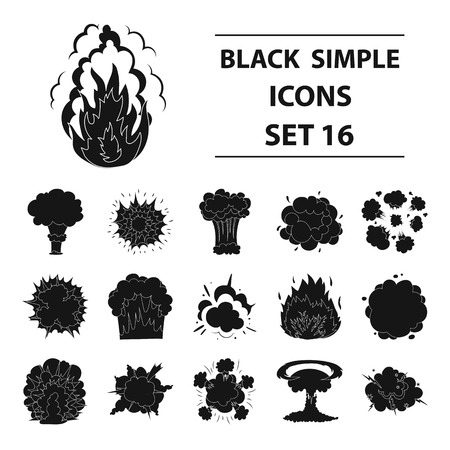Explosions set icons in black design.のイラスト素材
