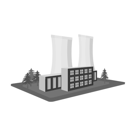 Metallurgical plant. Factory and industry single icon in monochrome style isometric vector symbol stock illustration web.のイラスト素材