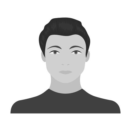 The face of a young guy. Face and appearance single icon in monochrome style vector symbol stock illustration web.のイラスト素材