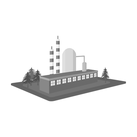 Processing factory. Factory and industry single icon in monochrome style isometric vector symbol stock illustration .のイラスト素材