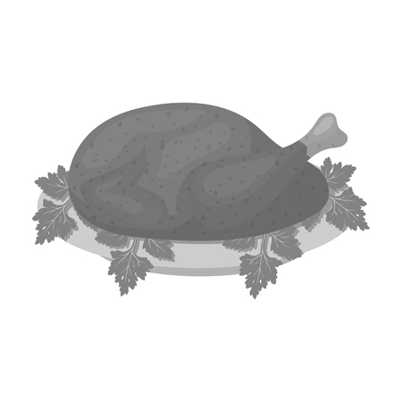 Delicious fried chicken. Chickenand cooking single icon in monochrome style vector symbol stock illustration web.のイラスト素材