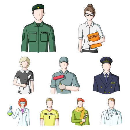 Doctor, worker, military, artist and other types of profession.Profession set collection icons in cartoon style vector symbol stock illustration .のイラスト素材