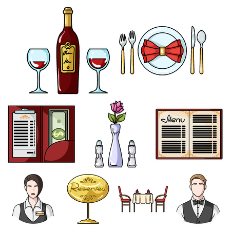 Restaurant set icons in cartoon design.のイラスト素材