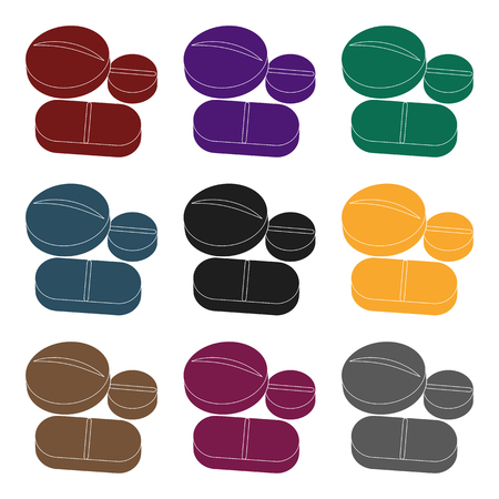 Medicinal tablets.Medicine single icon in black style vector symbol stock illustration .のイラスト素材