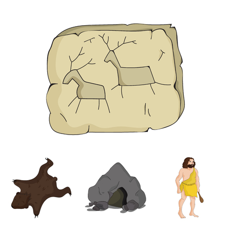 Ancient, world, stone age .Stone age set collection icons in cartoon style vector symbol stock illustration web.のイラスト素材