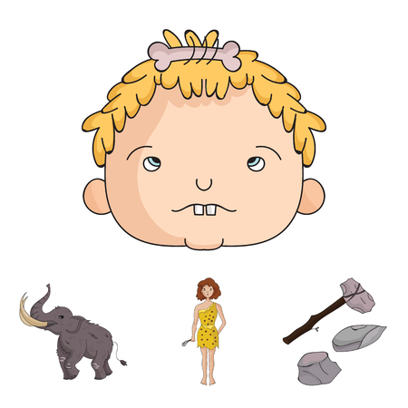 Stone age set collection icons in cartoon style vector symbol stock illustrationのイラスト素材