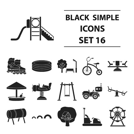 Play garden set icons in black style. Big collection play garden vector symbol stock illustrationのイラスト素材