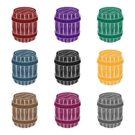 Oak barrel beer. A barrel in which beer is brewed. Pub single icon in black style vector symbol stock illustration.のイラスト素材