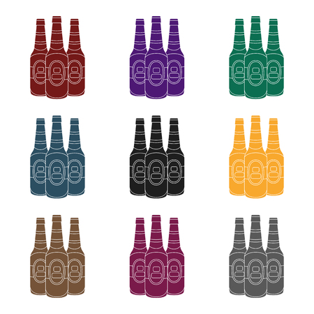Green glass beer bottles. Alcoholic drink pub. Pub single icon in black style vector symbol stock illustration.のイラスト素材