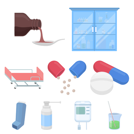 Medicine and hospital set icons in cartoon style. Big collection of medicine and hospital vector symbol stock illustrationのイラスト素材