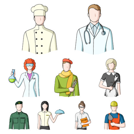 Doctor, worker, military, artist and other types of profession.Profession set collection icons in cartoon style vector symbol stock illustration web.のイラスト素材