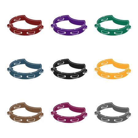 Tambourine icon in black style isolated on white background. Musical instruments symbol stock vector illustrationのイラスト素材