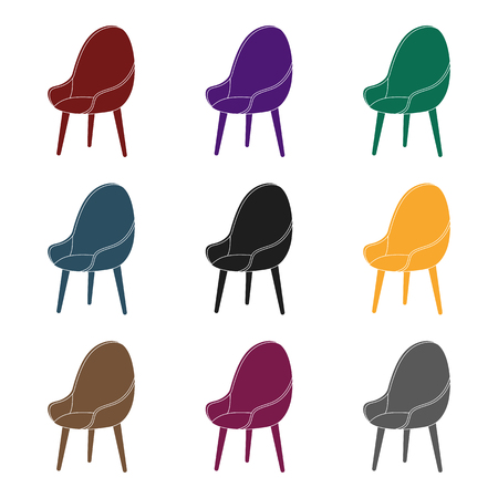 Red oval chair icon in black style isolated on white background. Office furniture and interior symbol stock vector illustration.のイラスト素材