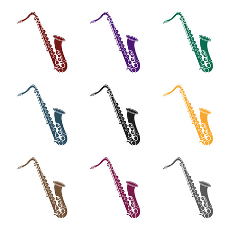 Saxophone icon in black style isolated on white background. Musical instruments symbol stock vector illustrationのイラスト素材