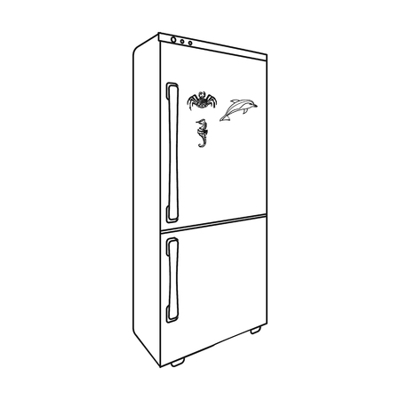 Refrigerator, single icon in outline style.Refrigerator vector symbol stock illustration web.のイラスト素材
