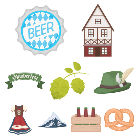 Oktoberfest set icons in cartoon style. Big collection of Oktoberfest vector symbol stock.のイラスト素材