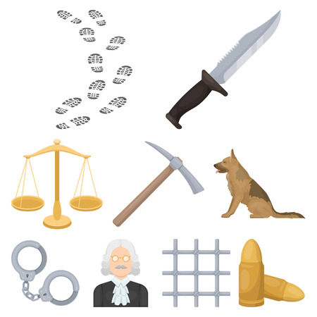 Set of images about the prison and prisoners. Surveillance of thieves, court, crime and punishment.Prison icon in set collection on cartoon style vector symbol stock web illustration.のイラスト素材