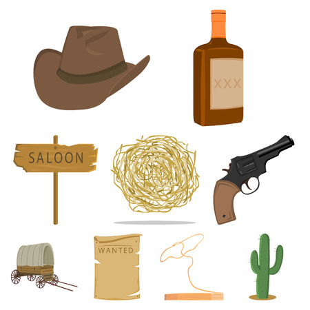 Wild west set icons in cartoon style. Big collection of wild west vector symbol stockのイラスト素材