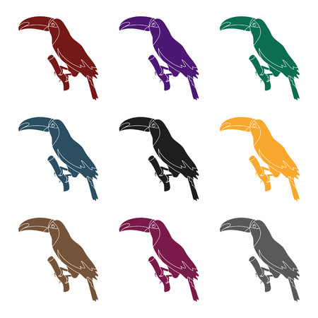 Brazilian toucan icon in black design isolated on white background. Brazil country symbol stock vector illustration.のイラスト素材