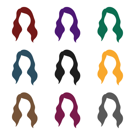 Woman's hairstyle icon in black style isolated on white background. Beard symbol vector illustration.のイラスト素材