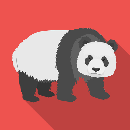 Panda, a bamboo bear. Panda, a rare species of animal single icon in flat style vector symbol stock illustration web.のイラスト素材